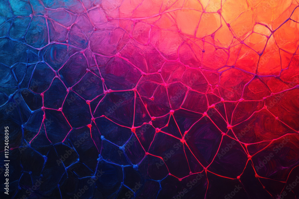 Poster colorful abstract pattern with vibrant hexagonal shapes.