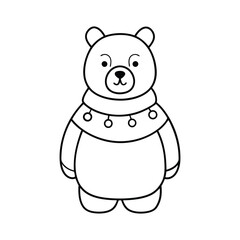 Christmas Bear illustration vector, Merry Christmas ClipArt Design, Bear Lineart Art
