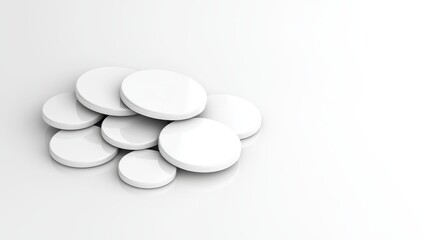 Stack of Clean White Round Discs on Bright Surface for Minimalist Modern Background Design