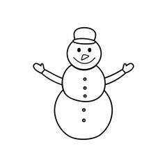 Christmas Snowman illustration vector, Merry Christmas ClipArt Design, Snowman Lineart Art
