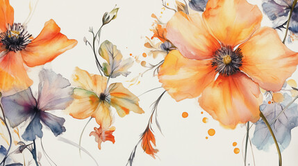 Elegant wedding invitation card background vector. Minimal hand painted watercolor botanical flowers texture template background. Design for wedding, vip cover, poster, rsvp moderncard.Valentine's Day