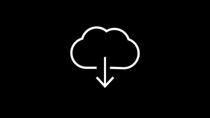 Cloud download icon isolated with black background.