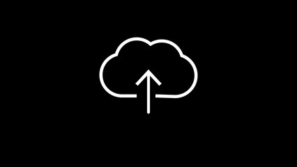 Cloud upload  icon isolated with black background.