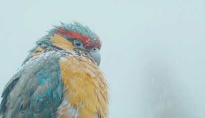Stunning Snowy Parrot in Winter