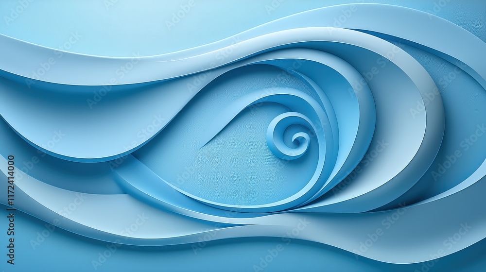 Poster a blue abstract background with intricate, swirling lines and shapes, creating a sophisticated and a