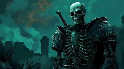 Fototapeta premium skeleton knights who guard the kingdom loyally