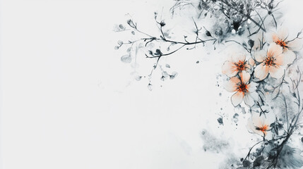 Elegant wedding invitation card background vector. Minimal hand painted watercolor botanical flowers texture template background. Design for wedding, vip cover, poster, rsvp moderncard.Valentine's Day