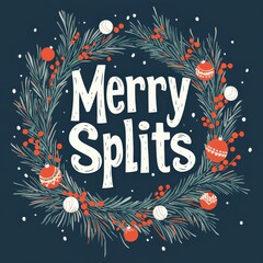 Merry Splits Christmas Wreath Design