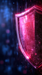 Shiny shield design with glowing effects and blue background