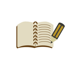 illustration of notebook and classic pencil. suitable for stationery product logos, book covers, clip art, learning icons