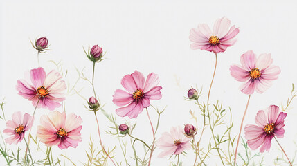 Fototapeta premium Elegant wedding invitation card background vector. Minimal hand painted watercolor botanical flowers texture template background. Design for wedding, vip cover, poster, rsvp moderncard.Valentine's Day