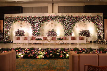 simple wedding stage decoration in wedding hall