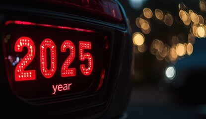 Obraz premium 2025 Year Display on Car