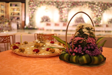 stage decoration in a wedding hall	