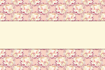 Seamless pattern of isolated white peony flowers. Cute 
floral background. Invitation card mockup