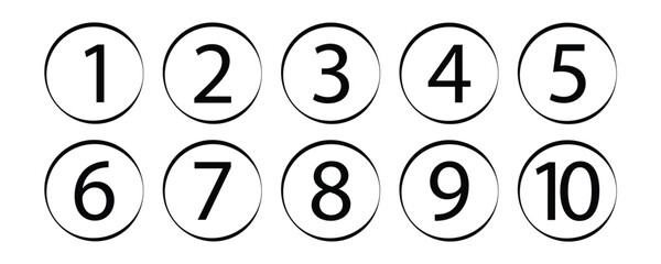 Collection grunge brush drawn numbers from 0 to 9. Dirty painted numbers set. Hand drawn typography vector elements in eps 10.
