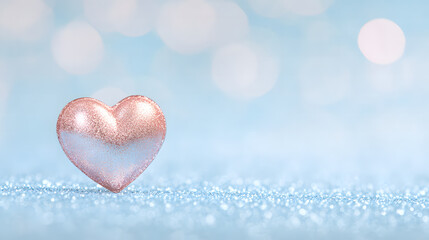 Fototapeta premium Pink Glitter Heart with Bokeh Background for Valentine's Day
