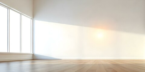 Fototapeta premium Empty room with white walls and wooden floor