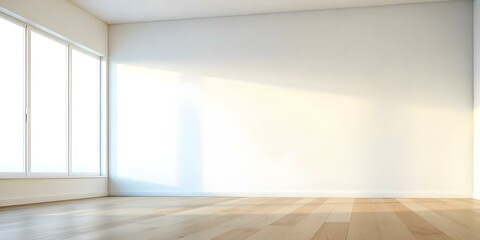 Obraz premium Empty room with white walls and wooden floor