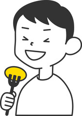 防災備蓄を食べて消費する｜男性がおかずを食べる