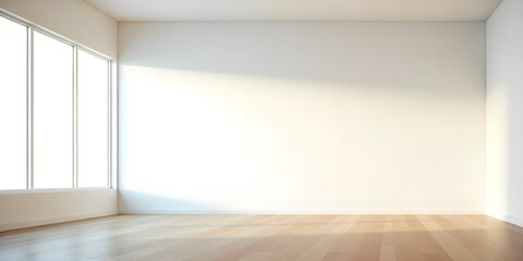 Obraz premium Empty room with white walls and wooden floor