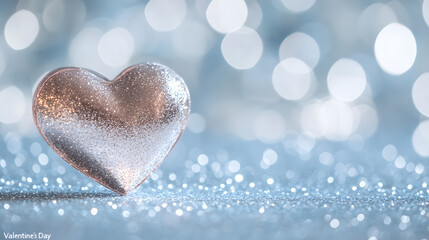 Fototapeta premium Pink Glitter Heart with Bokeh Background for Valentine's Day