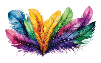 Watercolor Mardi Gras Feather Clipart isolated background © Abdul