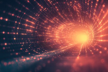 Obraz premium Futuristic geometric web of light digital realm abstract art cosmic environment immersive viewpoint visual concept