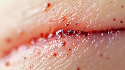 Fototapeta premium Healing process of a scar on skin after injury close-up photography medical environment macro view skin health concept