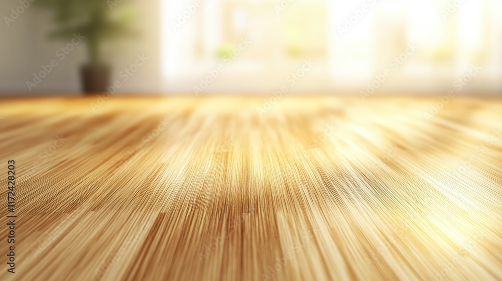 Aufkleber a smooth wooden surface with a blurred golden bokeh background, creating a warm and inviting mood
