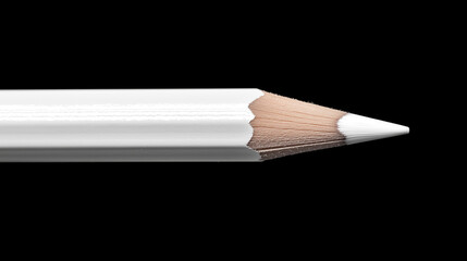 Close-up of a white pencil on a black background, perfectly sharpened for precise drawing