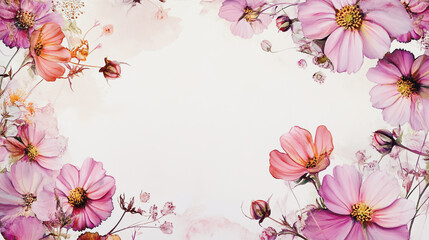 Fototapeta premium Elegant wedding invitation card background vector. Minimal hand painted watercolor botanical flowers texture template background. Design for wedding, vip cover, poster, rsvp moderncard.Valentine's Day