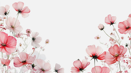 Elegant wedding invitation card background vector. Minimal hand painted watercolor botanical flowers texture template background. Design for wedding, vip cover, poster, rsvp moderncard.Valentine's Day