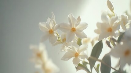 Obraz premium Delicate white flowers in soft natural light.