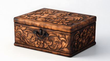 Custom wooden keepsake box with engraved design rustic