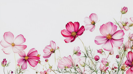 Fototapeta premium Elegant wedding invitation card background vector. Minimal hand painted watercolor botanical flowers texture template background. Design for wedding, vip cover, poster, rsvp moderncard.Valentine's Day