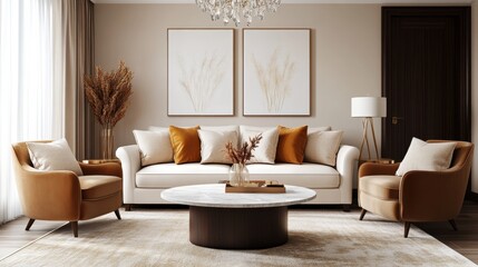 Mockup frame in nomadic boho interior background with rustic decor, 3d render