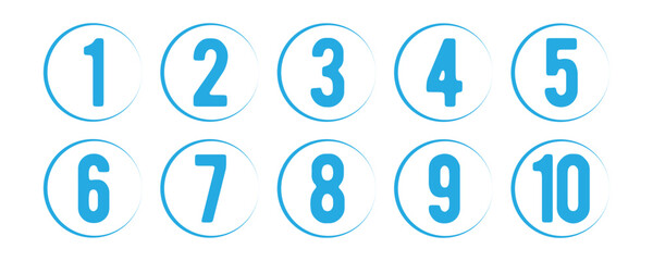 Number set from zero to nine on colorful circle with shadow. circles and numbers. numbers symbols with long shadow. number digit vector icon with colorful circle. set of 1-9 numbers in eps10.