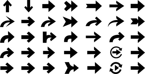 vector set of Arrows big black set icons. Arrow vector collection. Cursor. Modern simple arrows.