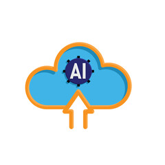 ai icon. Cloud Computing, Outline icons include network, Download and Upload. for computers, technology. colored flat design style. vector design template