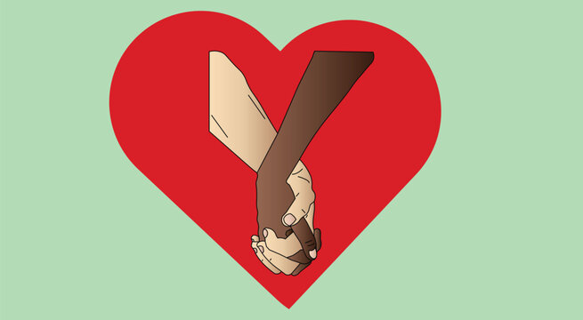 the illustration of a man and woman who interlock their hand.