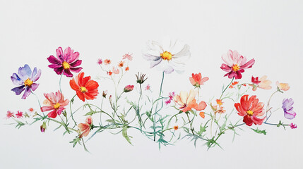 Fototapeta premium Elegant wedding invitation card background vector. Minimal hand painted watercolor botanical flowers texture template background. Design for wedding, vip cover, poster, rsvp moderncard.Valentine's Day