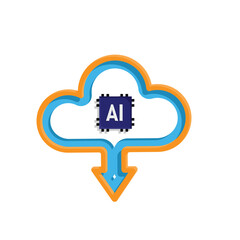 ai icon. Cloud Computing, Outline icons include network, Download and Upload. for computers, technology. colored flat design style. vector design template
