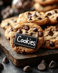 Fototapeta premium Chocolate Chip Cookies with Chalkboard Label