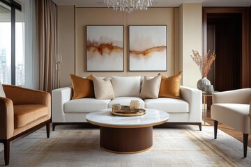 Mockup frame in nomadic boho interior background with rustic decor, 3d render