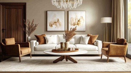 Mockup frame in nomadic boho interior background with rustic decor, 3d render