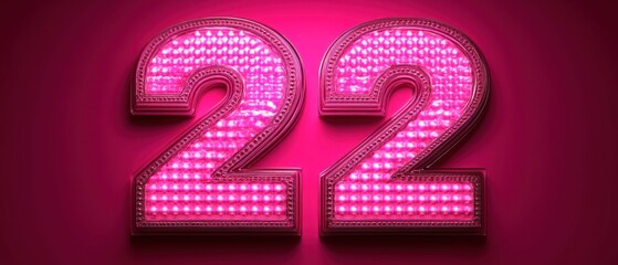 Pink LED Number Twenty-Two;  Celebration Background