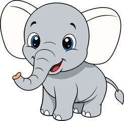 Obraz premium Adorable Baby Elephant Cartoon Illustration 