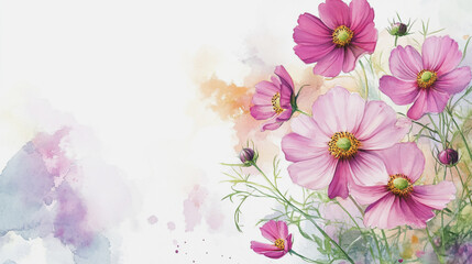 Fototapeta premium Elegant wedding invitation card background vector. Minimal hand painted watercolor botanical flowers texture template background. Design for wedding, vip cover, poster, rsvp moderncard.Valentine's Day