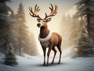 deer in winter forest